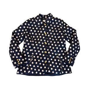 Crown & Ivy Blue Polka Dot Quilted Jacket - Women's L